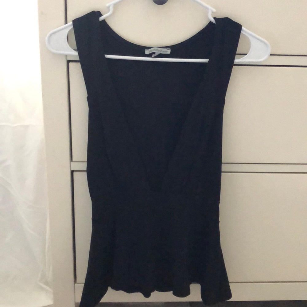 Deep V-neck peplum tank top